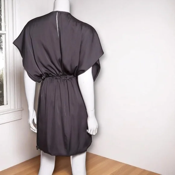 Robert Rodriguez Satin Kimono Dress Gray Rope Tie‎ Kaftan Sz 6 - Picture 3 of 5